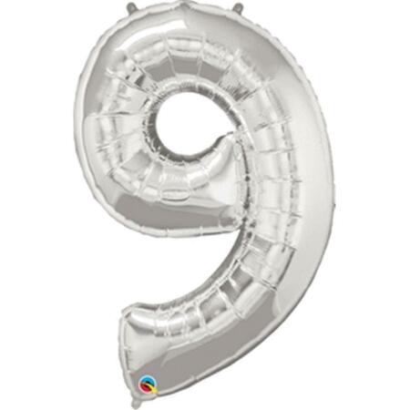 ANAGRAM 42 in. Number 9 Silver Shape Air Fill Foil Balloon 87851